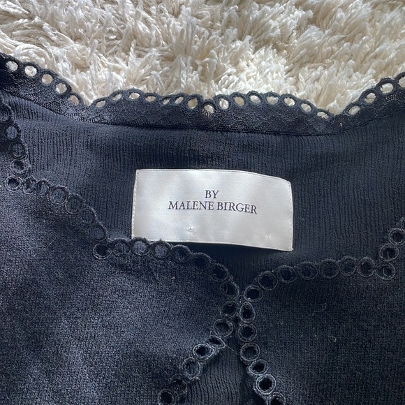 BY MALENE BIRGER | Black Eyelet Knit Cardigan Top - Picture 2 of 10